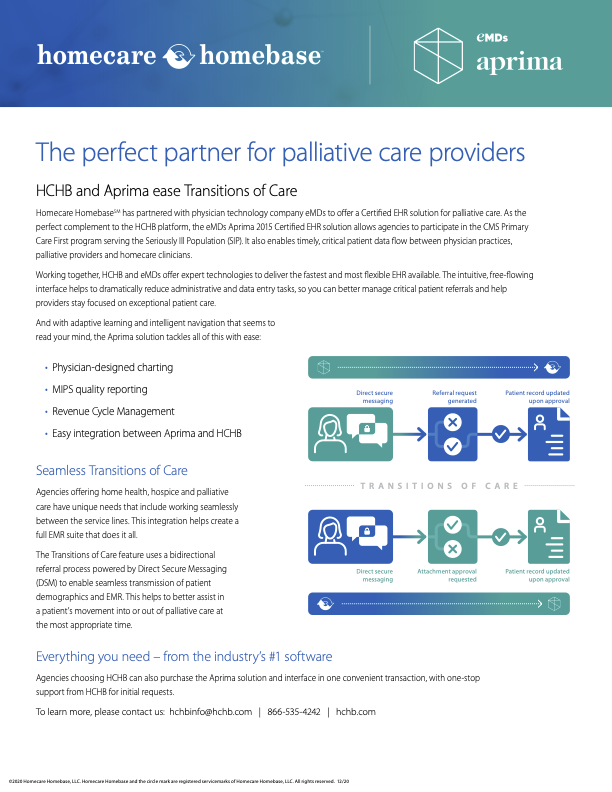 HCHB - Aprima: The perfect partner for palliative care providers