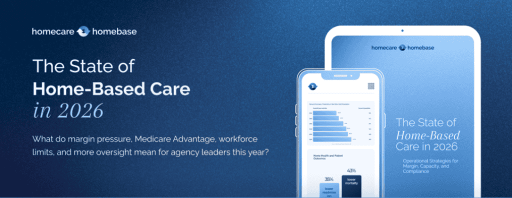 Homecare Homebase platform displaying home-based care management on mobile device.