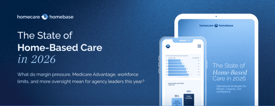 Homecare Homebase platform displaying home-based care management on mobile device.