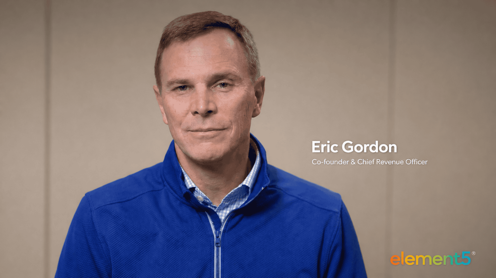 Eric Gordon, Co-founder and Chief Revenue Officer of Element5, at a professional event.