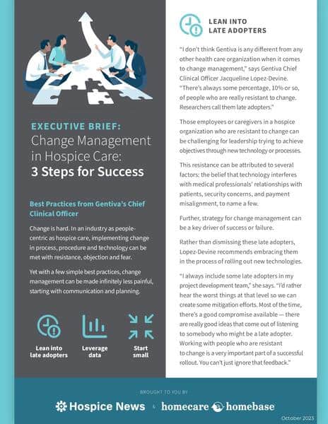 Hospice care change management strategies for successful patient outcomes.