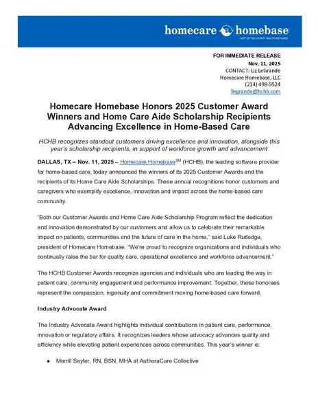 Award-winning homecare software celebrating excellence in home-based care.