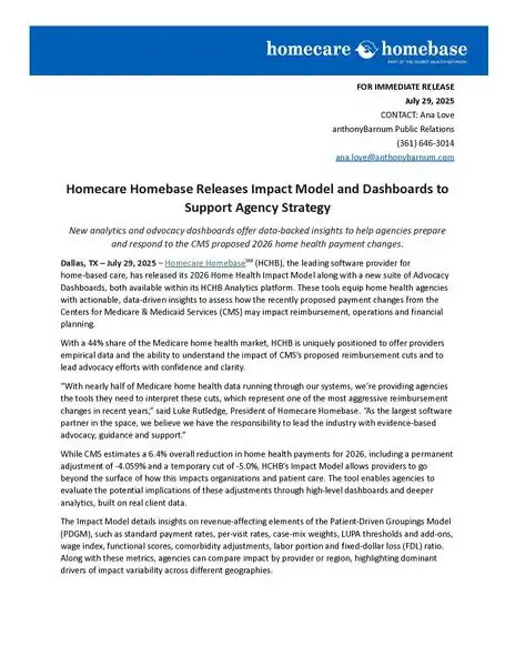 Impact Model & Dashboards for Agency Strategy | Homecare Homebase.