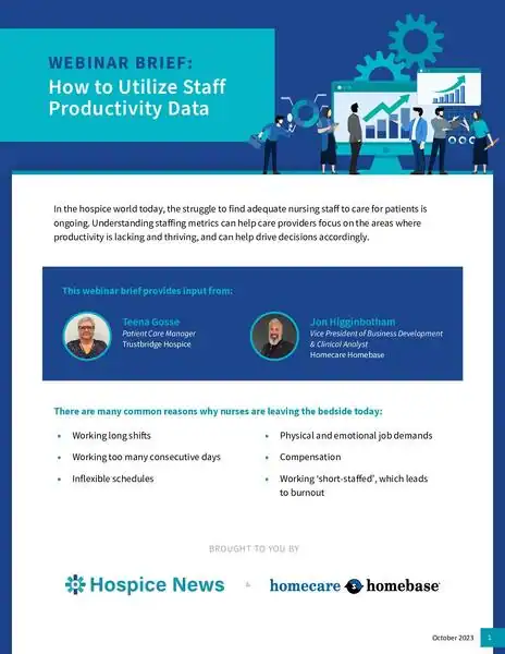 Staff productivity data analysis for homecare providers.