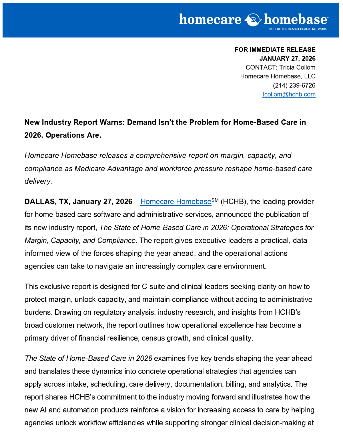 Home-Based Care Industry Report 2026.