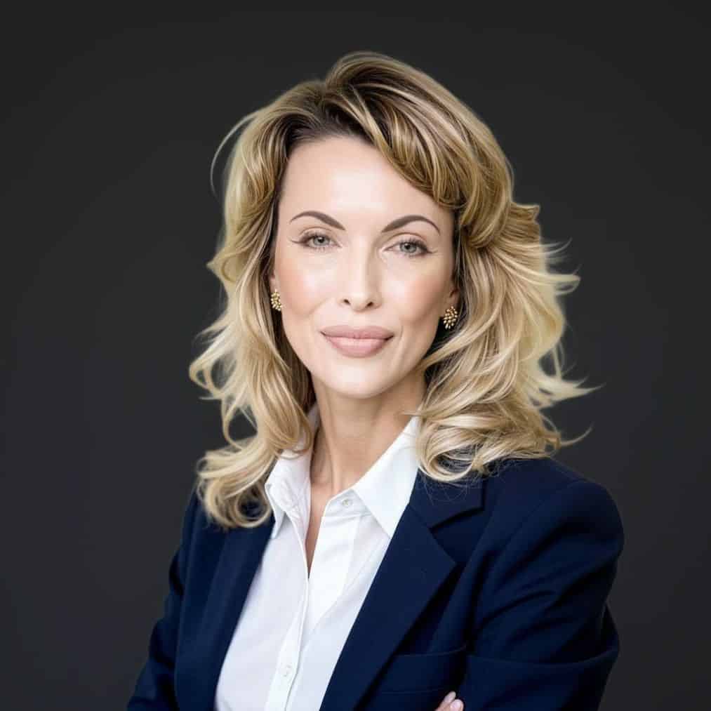 Professional woman in business attire representing Homecare Homebase solutions.