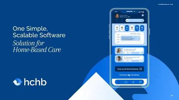 Homecare Homebase analytics dashboard on mobile device screen showing care data.