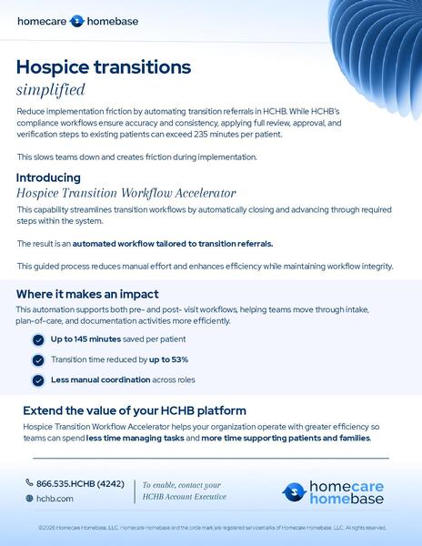 Automates transition workflows for seamless hospice care handoffs.