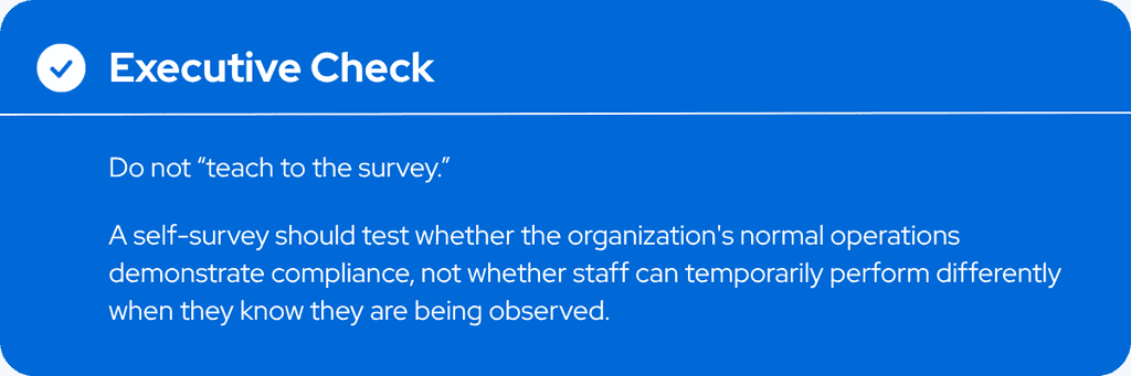 Homecare Homebase compliance self-survey guidance for home health agencies. HCHB