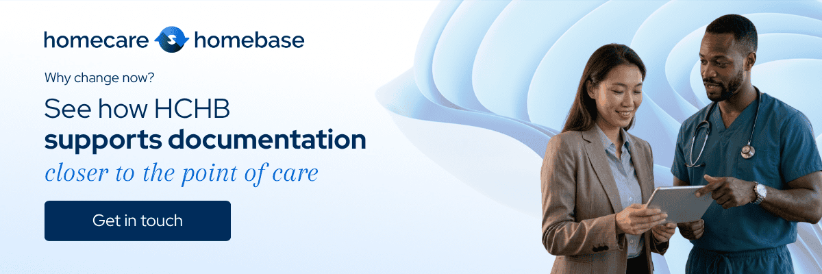 HCHB banner inviting readers to see how documentation can move closer to the point of care.