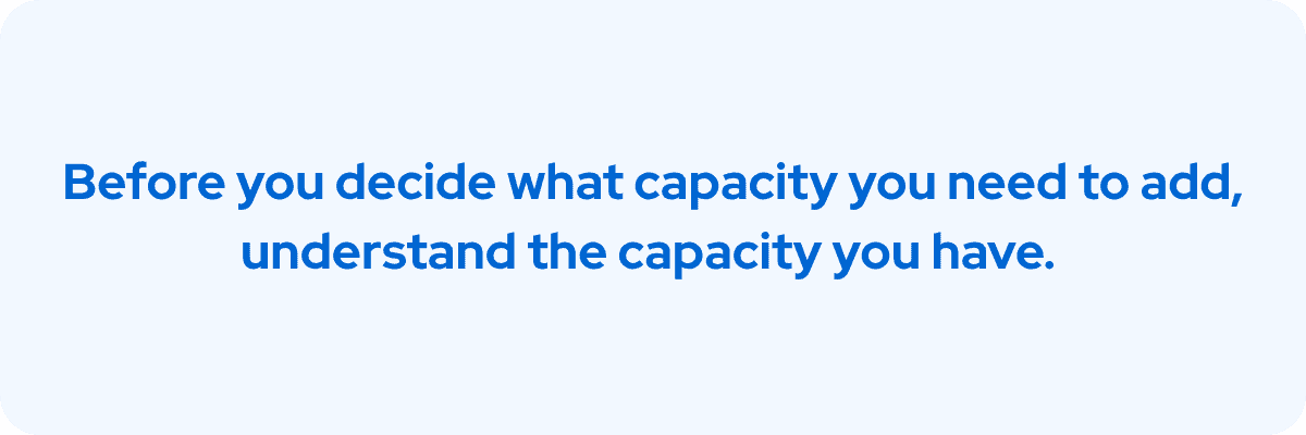 Before you decide what capacity you need to add, understand the capacity you have.