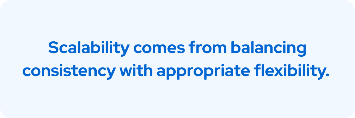 Scalability comes from balancing consistency with appropriate flexibility.
